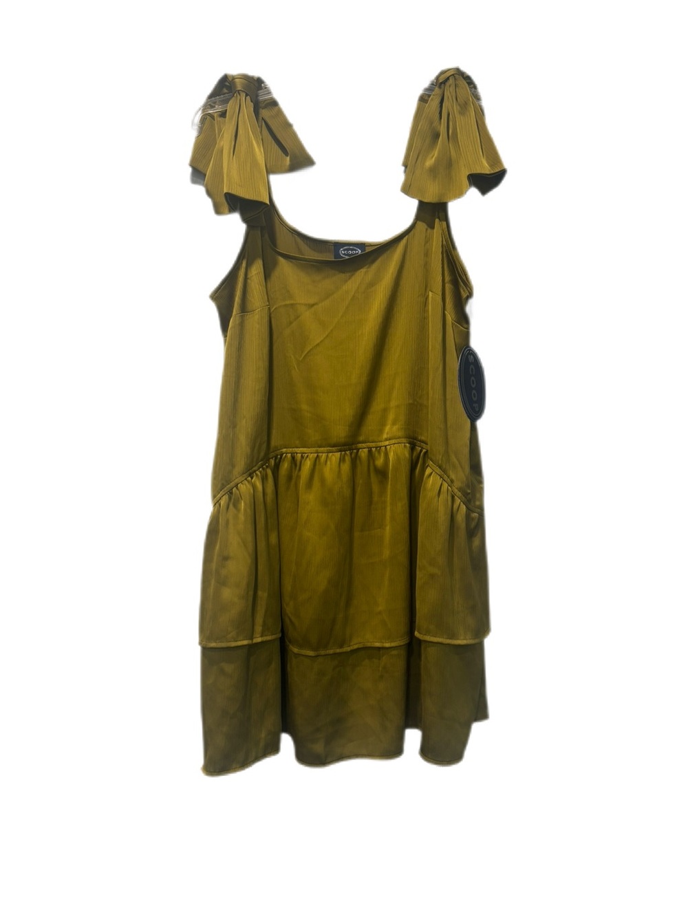 Scoop Olive Dust Satin Bow Mini Dress - Size L (12-14) NWT